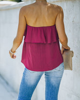 Sana Strapless Ruffle Blouse - Sangria Oshnow